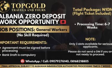 ALBANIA ZERO DEPOSIT WORK OPPORTUNITY